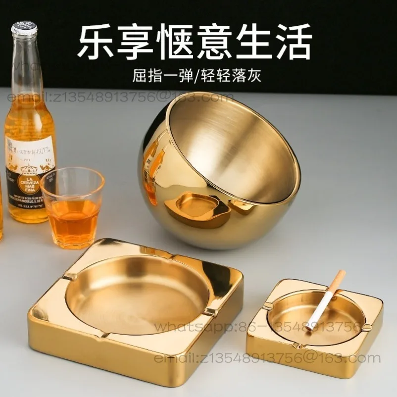 

Stainless Steel Ashtray Bar KTV Club Personality Trend Living Room Office Windproof Large Ashtray