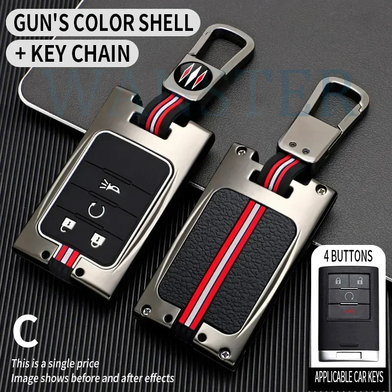 Metal Car Key Cover Fob Case Shell for Chevrolet C7 Corvette for Cadillac CTS ATS 28T CTSV XTS DTS SLS SRX XLS STS Escalade