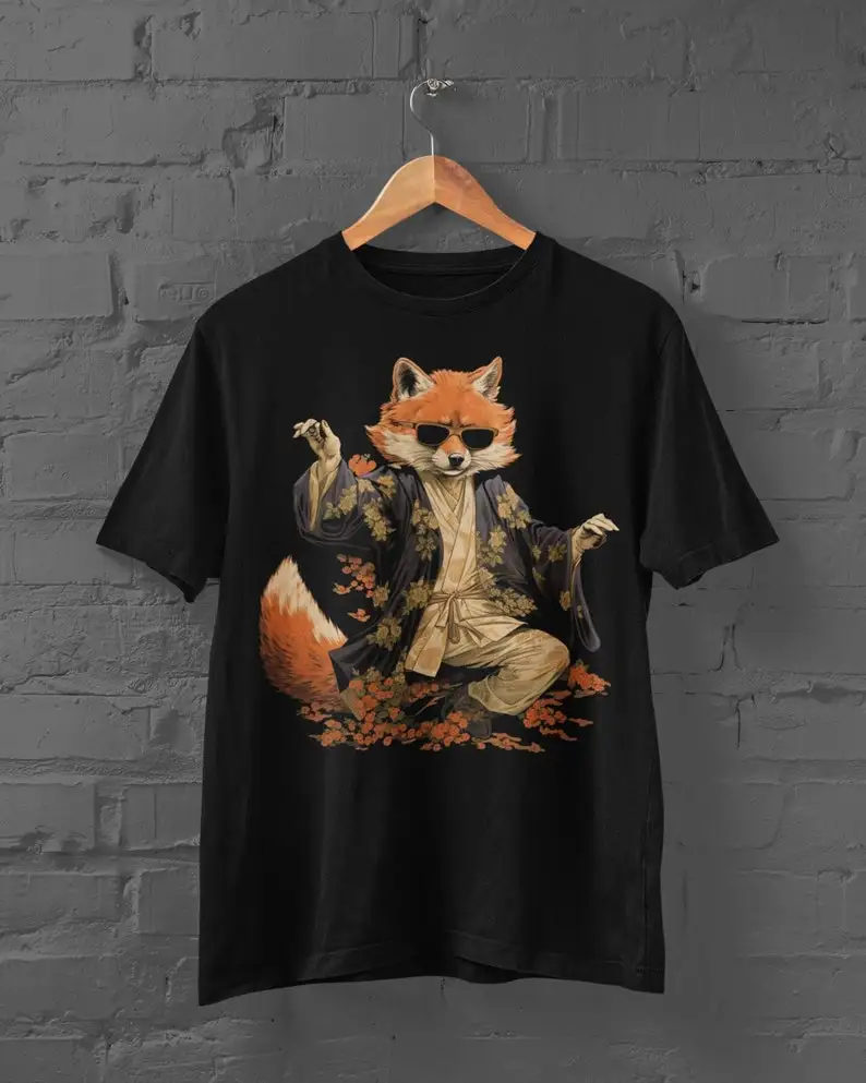 

Funny Japanese Fox Shirt - Harajuku Streetwear Anime Print