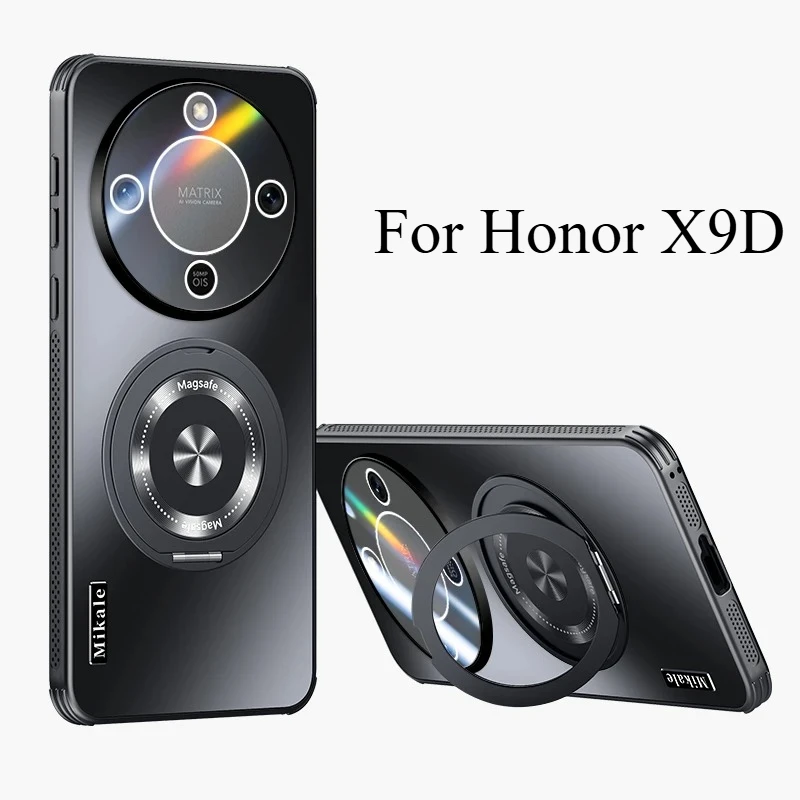 

For Honor X9D 5G Lens Camera Film Matte Hard Bracket Phone Case for Honor X9 D X9d Magnetic for Magsafe Ring Holder Stand Cover