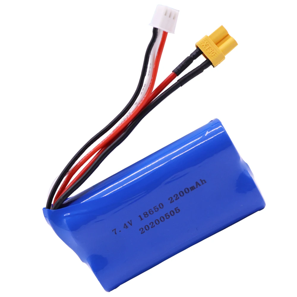 Aggiorna la batteria agli ioni di litio da 7.4 V 2200mAh con caricabatterie per Huina 580550 583 582 pezzi di ricambio per Drone per auto RC 18650