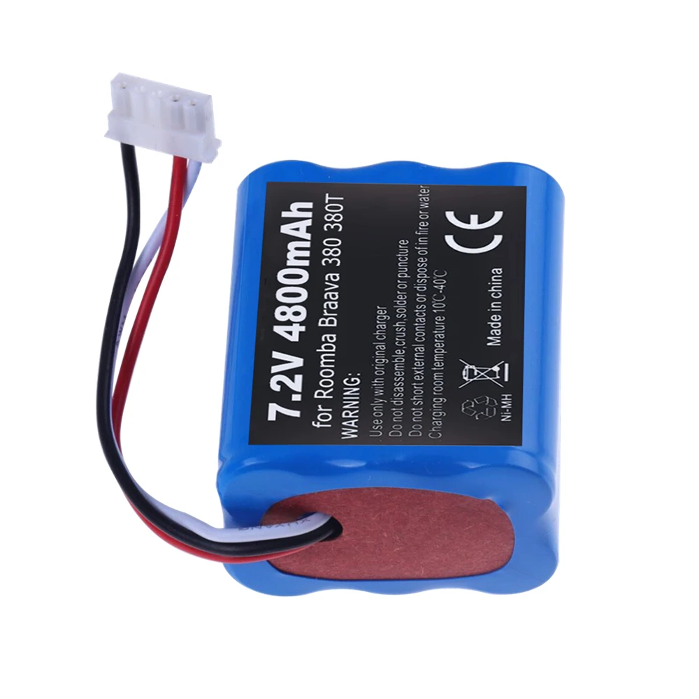 Upgrade 7.2V 4800mah NI-MH Battery for iRobot Braava 380T 380 390T and Mint 5200 5200B 5200C 7.2V Rechargeable battery 4500mah