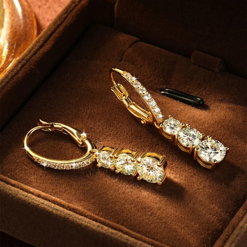 Anziw 3-Stein D-Farbe Moissanit Tropfenohrringe Hypoallergene 14K Goldfilled Ohrringe Geburtstagsgeschenk für Frauen Zertifiziert – Detail 4
