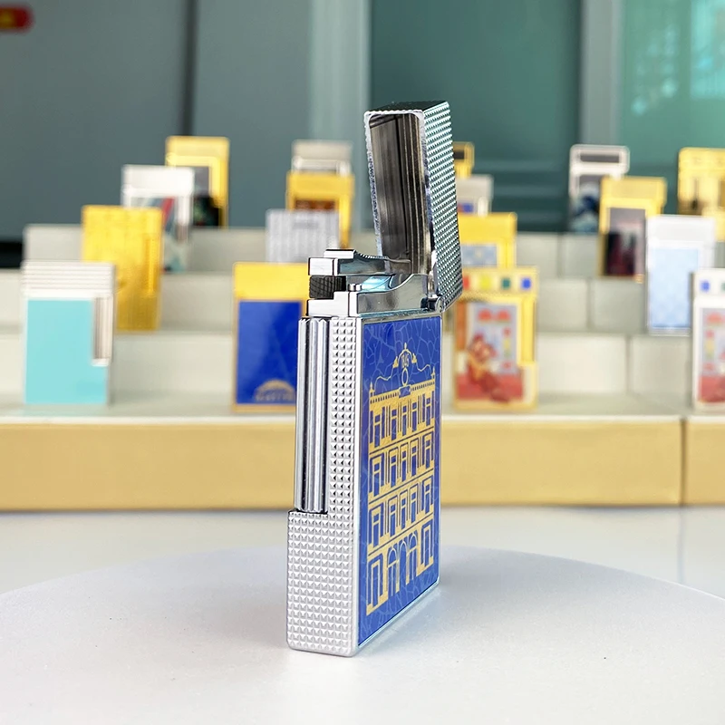 

Новая памятная серия, роскошная бутановая зажигалка с одним и двойным пламенем, плоский тон, натуральная краска для курильщика L2, серия 19031