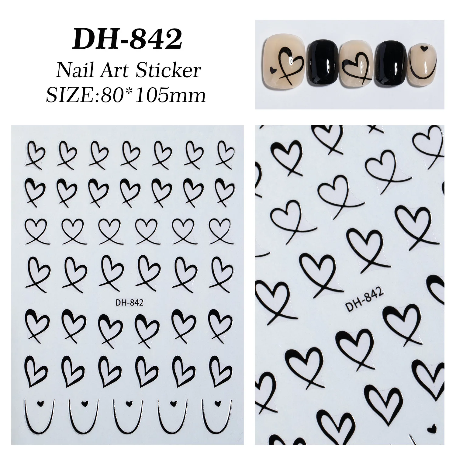3 pezzi 3D cuore cavo nail art charms adesivi Kawaii amore decorazioni per unghie decalcomanie autoadesive manicure cursore accessori fai da te