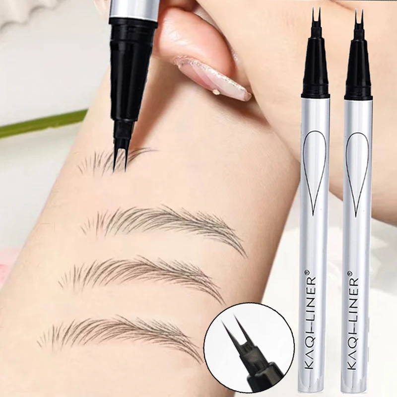 Ultra-fine 2 Fork Liquid Eyebrow Pencil Lasting Natural Easy To Color No Smudging Eyeliner Lower Eyelash Pen Eye Makeup Cosmetic