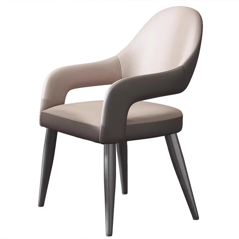 

Italian-Style Leather Dining Chair Light Luxury & Comfortable for Home Nordic Hotel Restaurant Leisure Negotiation Master Chair
