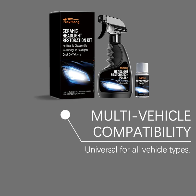 180ml Headlight Renovation Care Kit Set For Daily Headlight Renovation Cleaning Decontamination And Brightening Car Headlights view 4