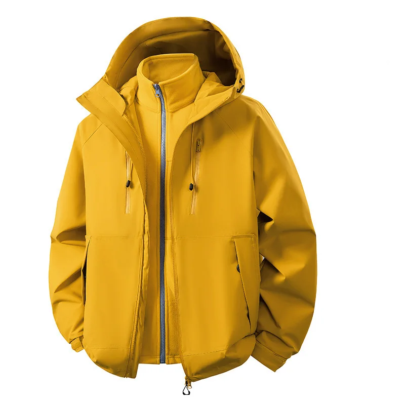 

Мужская куртка осень-зима новая с длинным рукавом на молнии три в одном мужская верхняя одежда водонепроницаемая ветрозащитная дышащая мужская плюшевая куртка