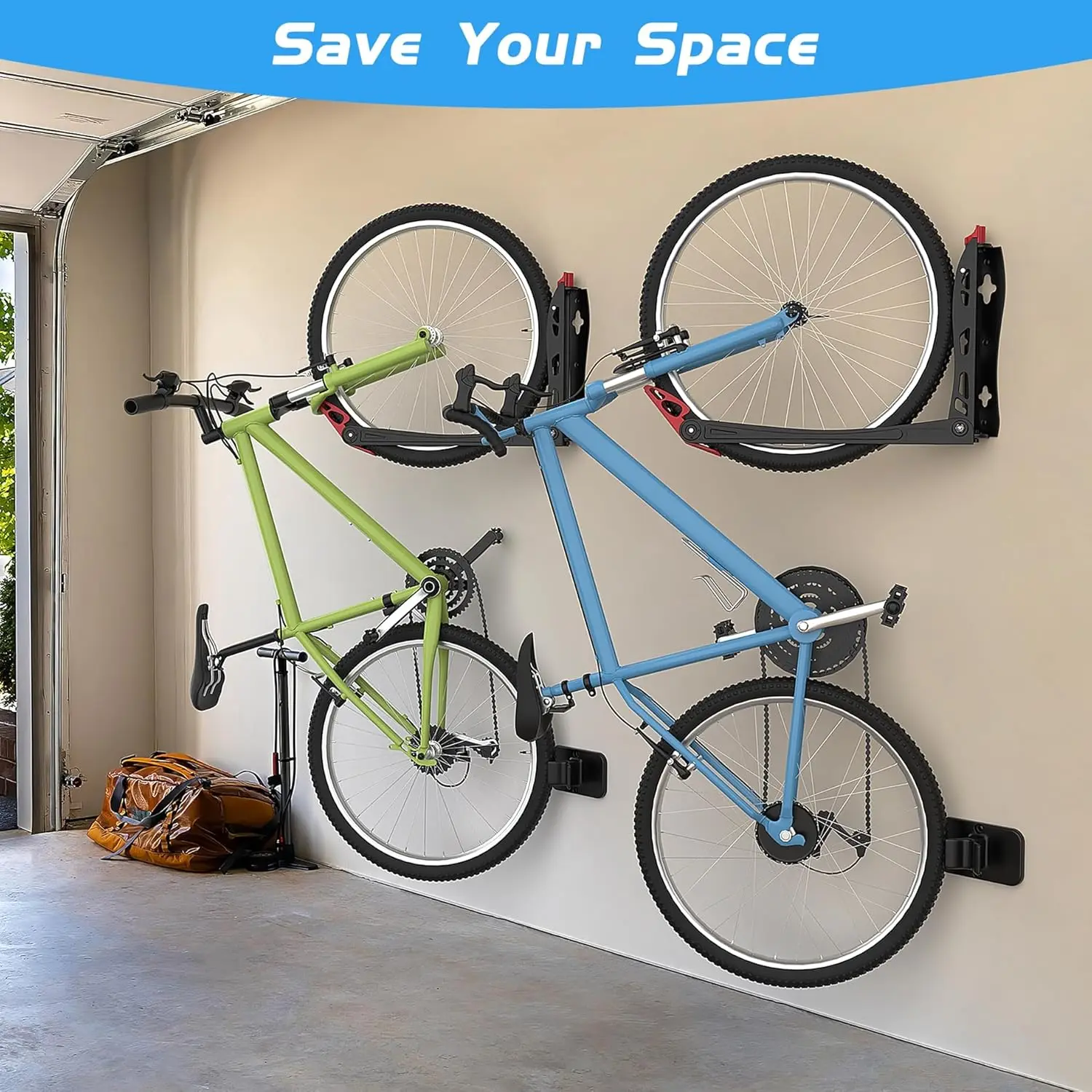 Bikepal No Lifting Wall Mount Swivel Bike Rack, Vertical Bike Wall Hangers For Garage Space Saving Home Bike Storage Solution