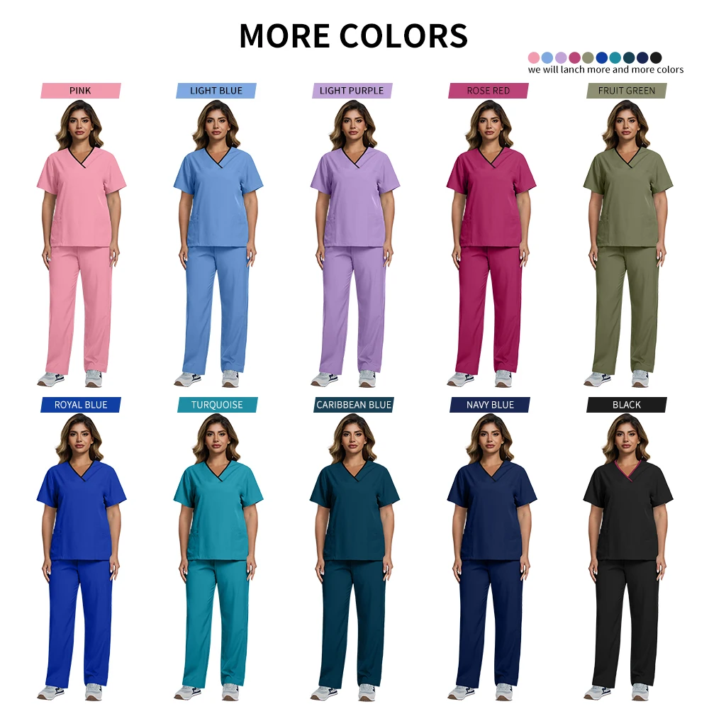 Short Sleeve Tops+Pants Pet Doctor Scrub Suit Scrub Set Multicolor Scrubs Uniform Women Nursing Uniform Medical Surgery Workwear
