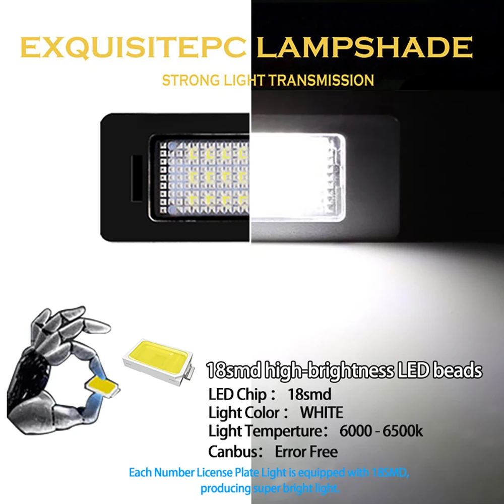 2x Canbus LED License Number Plate Light Lamp For SKODA Fabia iii estate, NJ5 2014 2015 2016 2017 2018 2019 2020 2020 2021 2022 view 2