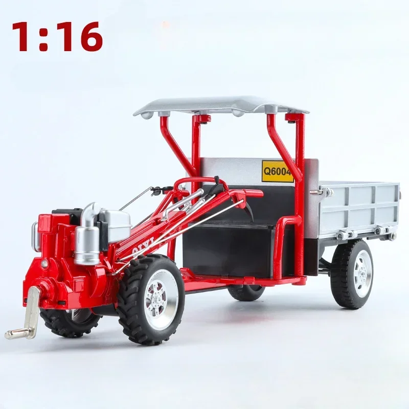 Modelo de Tractor de aleación fundido a presión a escala 1:16, vehículo agrícola con luz de sonido, adornos de colección Retro, regalo de coche para niños