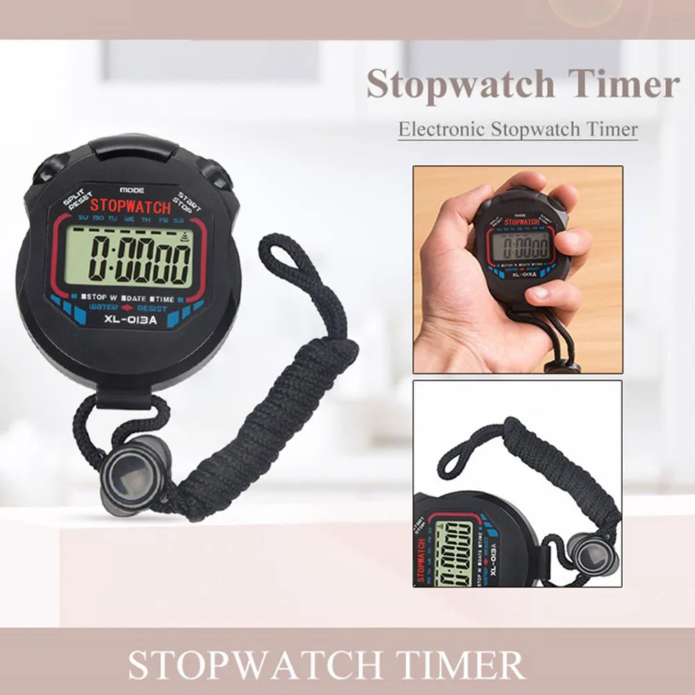 Multi-Function Electronic Stopwatch Sports Stopwatch Timer Professional Handheld Chronometer Waterproof LCD Display for Match