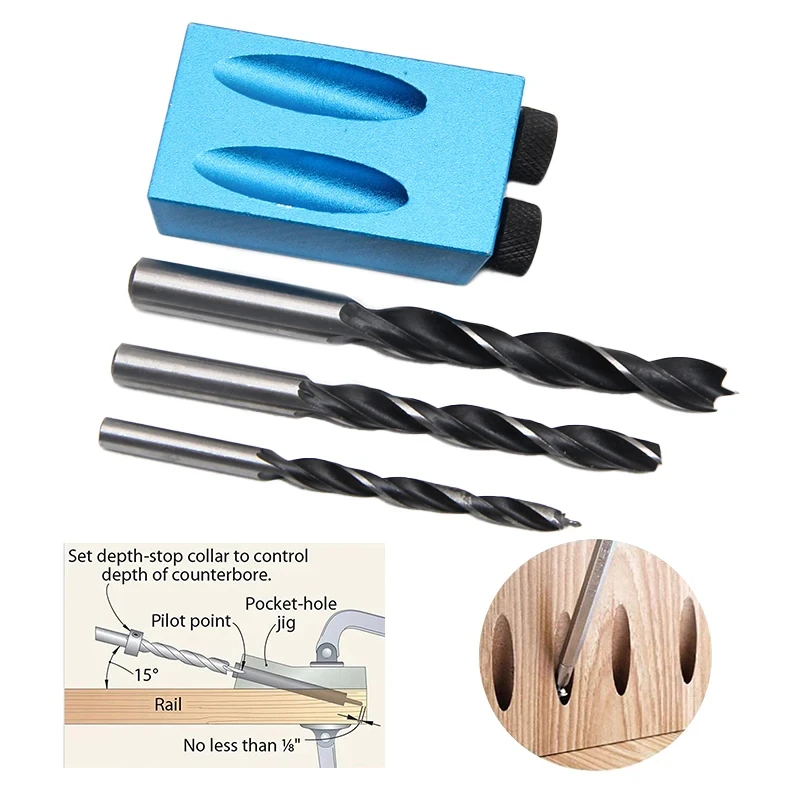 7-15pc blue 15° inclined hole locator woodwork drilling adjustment limiter F clamp three point woodwork drill installation tool