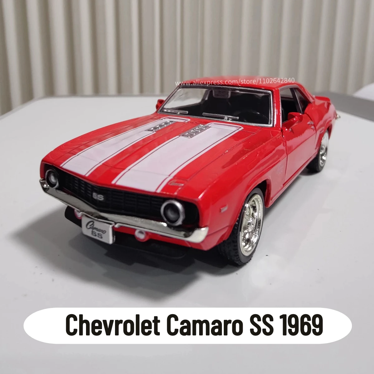 1:36 Metal Diecast Car Model Repilca Chevrolet Camaro SS 1969 Scale Miniature Collection Vehicle Hobby Kid Toy for Boy Xmas Gift