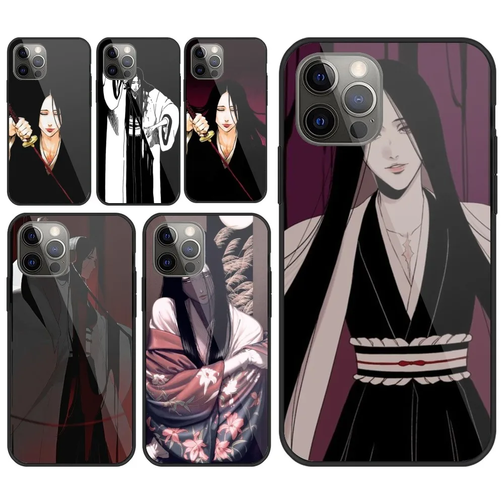 Bleach Unohana Mobile Cell Phone Case for iPhone 15 14 13 12 11 XS X 8 7 6 Plus Mini Pro Max SE 2022 PC Glass Phone Cover Funda