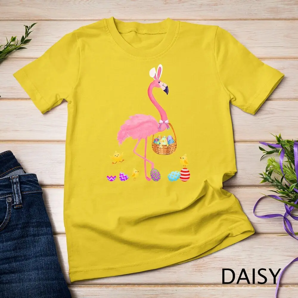 Pretty Easter Flamingo con t-shirt Easter Basket t-shirt Unisex