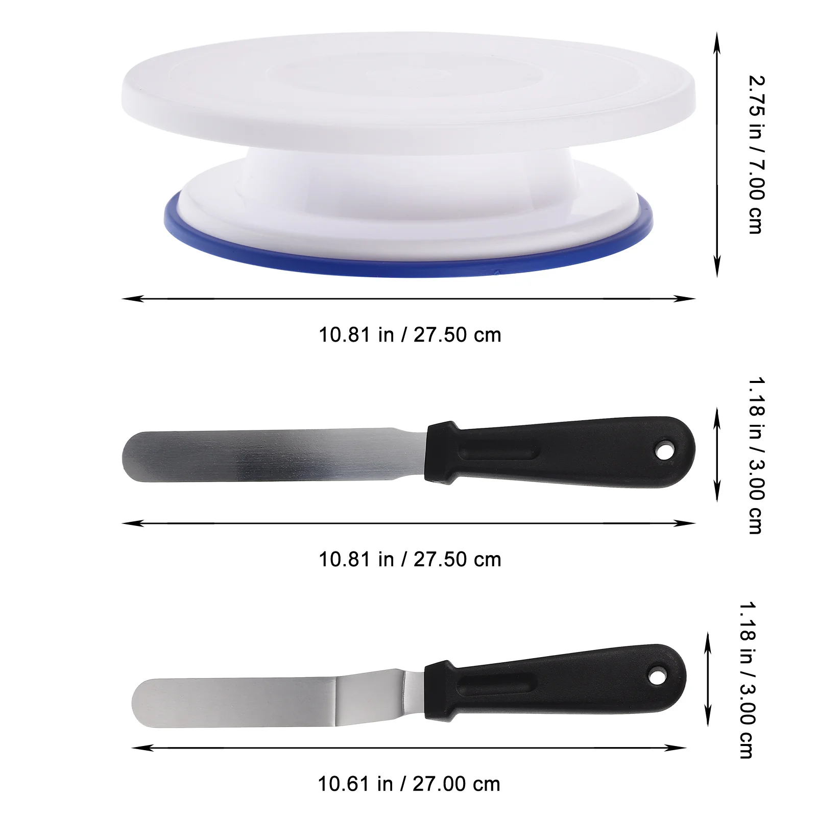 

1Set Cake Turntable Decorating Kit Smooth Surface Non-Slip Base Silent Rotation Cake Decorating Tool Spatula Scraper