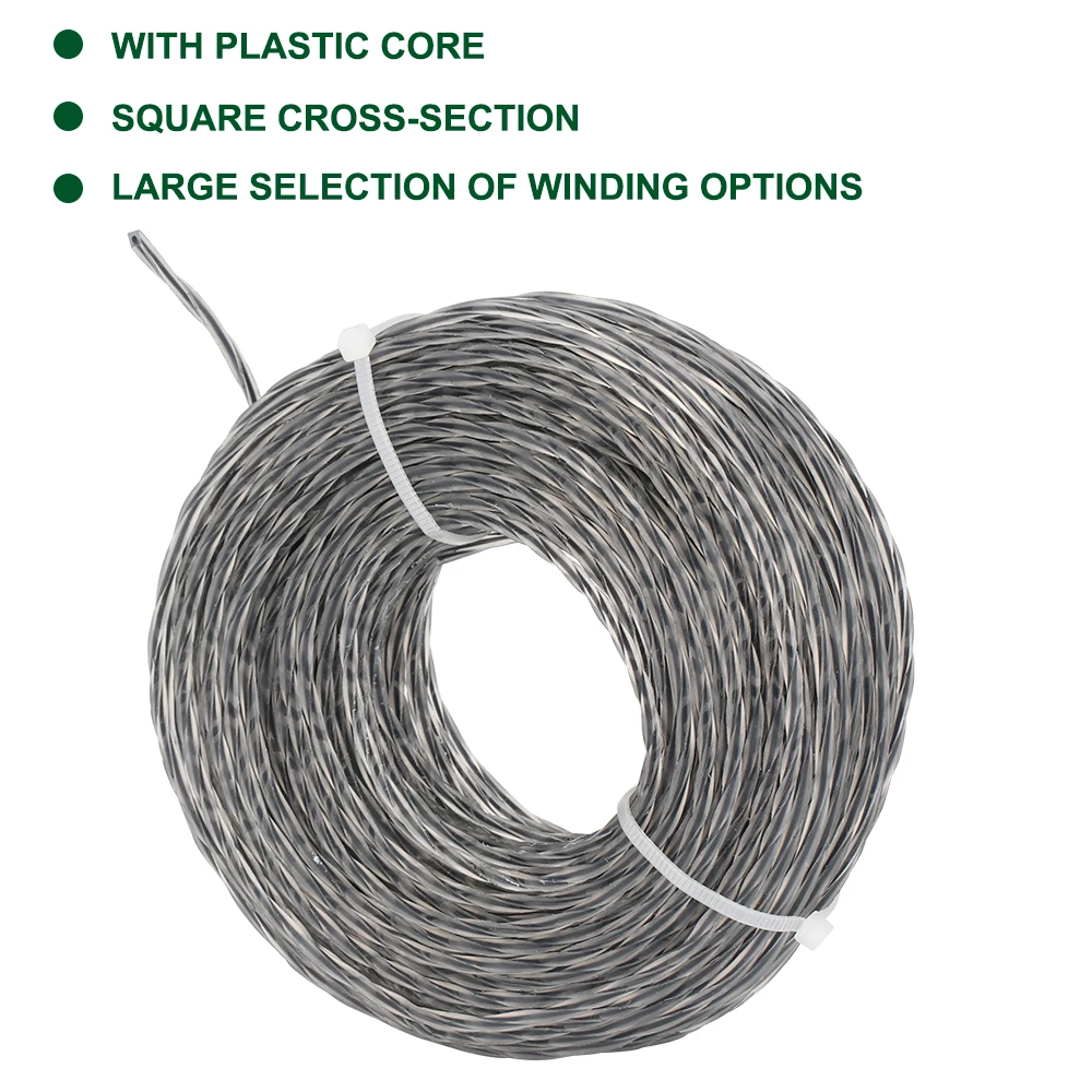 CMCP 2.0-4.0mm 15M 30M Spule Rasentrimmerfaden Nylon Quadratisch Verzogen Spiral-Mähfaden Rasenmäherkopf Zubehör – Detail 5