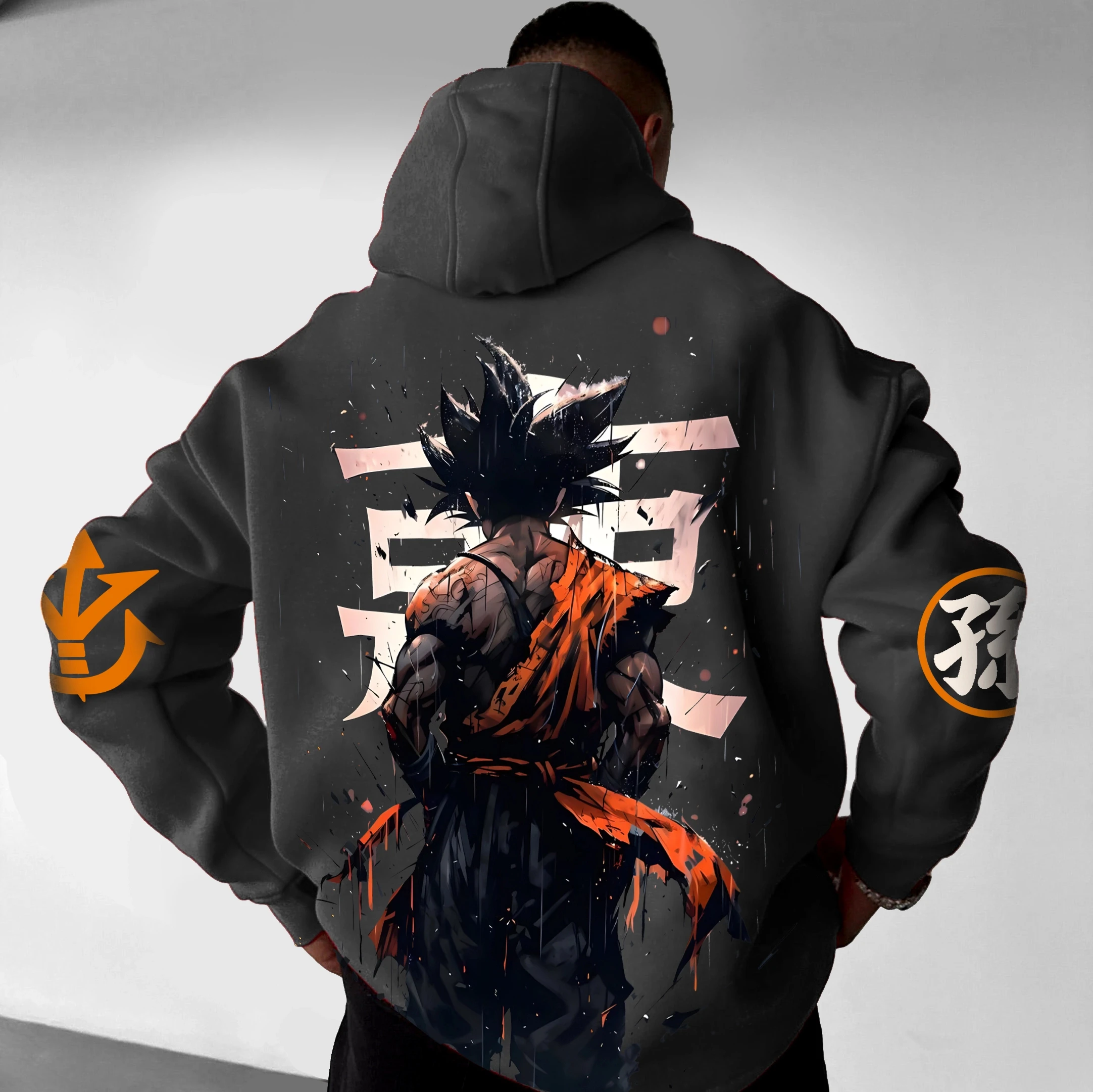 Dragon Ball z Men's Spring and Autumn Street Hoodie Casual Loose Version Printed Dragon Ball z Alphabet Wukong Daily Wear