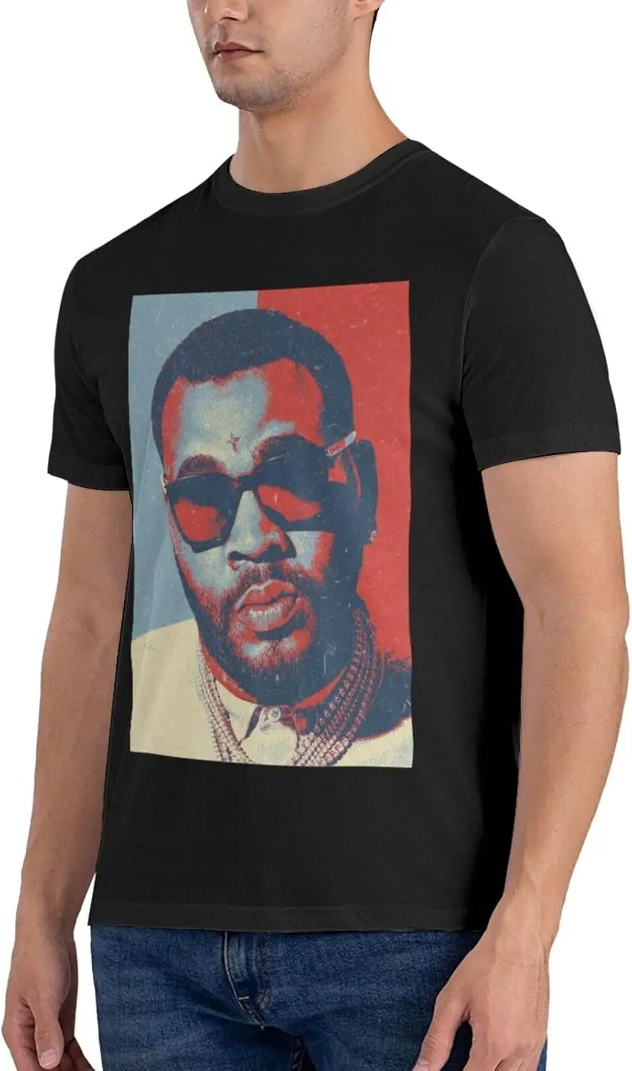 Kevin Music Gates Camisa masculina personalizada de manga curta camiseta gráfica da moda legal casual tops preto