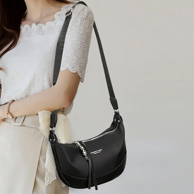 Crossbody Bag2024New Fashion Casual Waist Bag Women's Advanced Wide Shoulder Strap Oxford Cloth Women's Bag Shoulder Messenger B