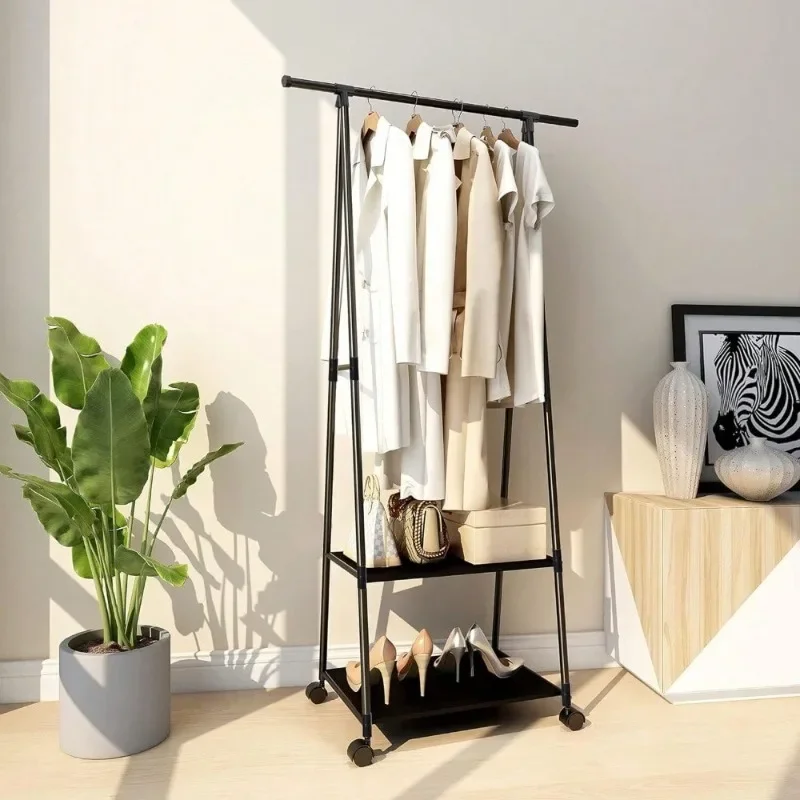 Clothes Rack Clothing Drying, Rolling Garment Coat for Hanging