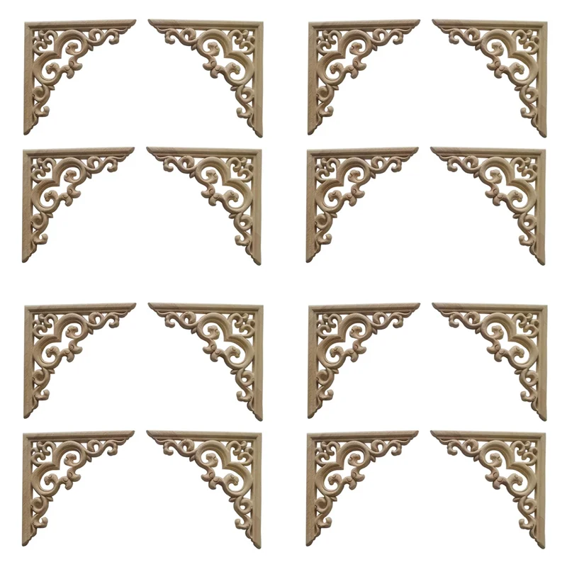 

SEWS-16 шт. неокрашенные деревянные молдинги наклейка европейские деревянные аппликации для мебельного шкафа цветок резьба по дереву декоративные 10 см