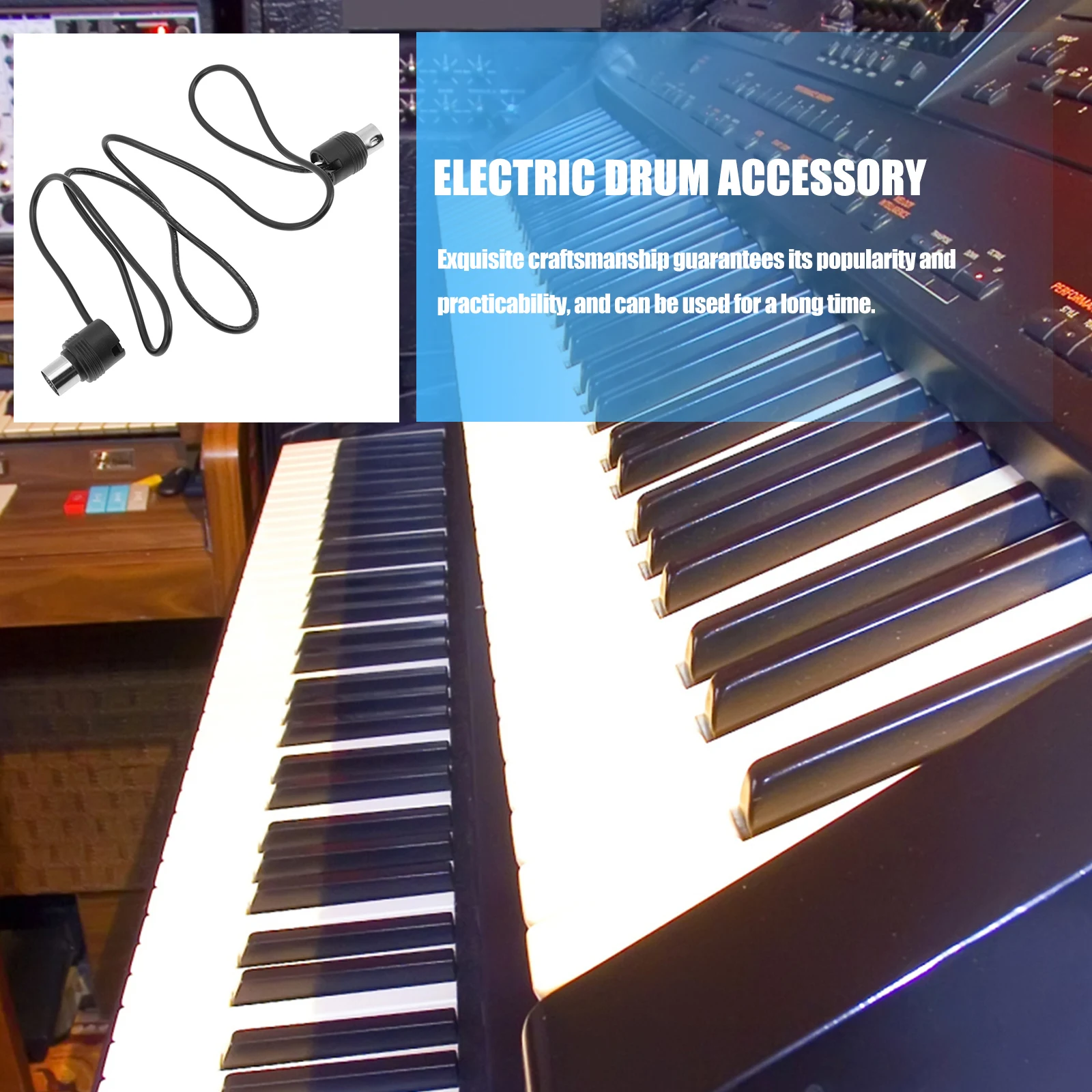 

1pcs 5-Pin Midi Male To Male Extension Cable For Electric Drum Keyboard Audio Connection Durable High Quality Transmission