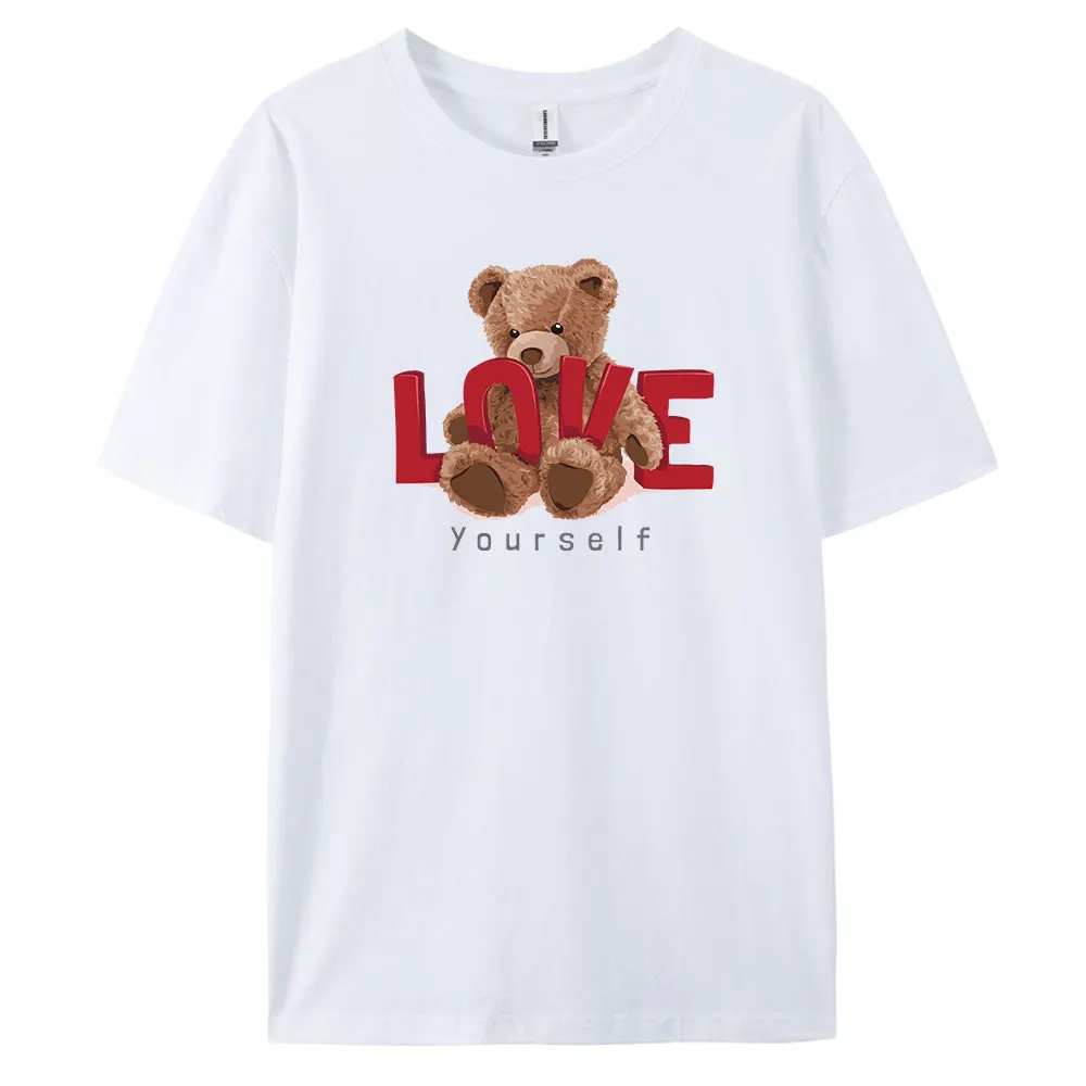 

LoveBear Men's Casual Short-sleeved T-shirt with 100% Cotton Fashion print Tees oversizeZQ