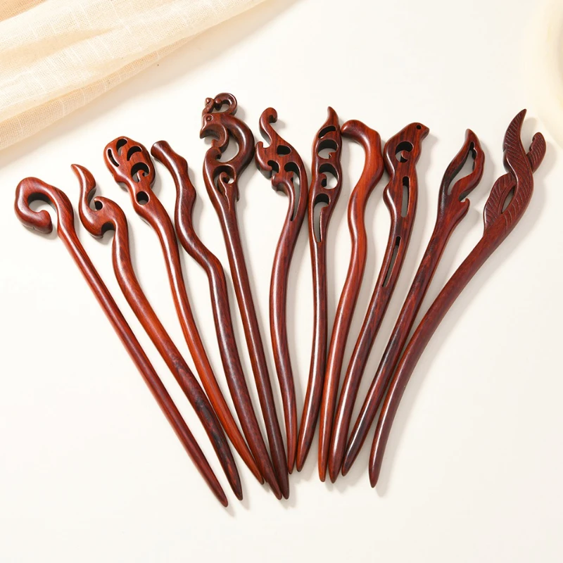 

New Chinese Style High-end Rhinoceros Horn Sandalwood Hairpin, Antique Style Hanfu Daily Hair Accessories
