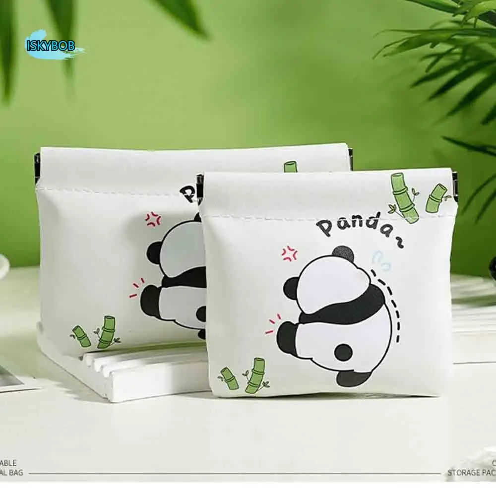 

Pu Leather Mini Cosmetic Bag Leaf Spring Bag Coin Purse Glasses Bag Panda Jewelry Storage Bag Lipstick Storage Bag Women