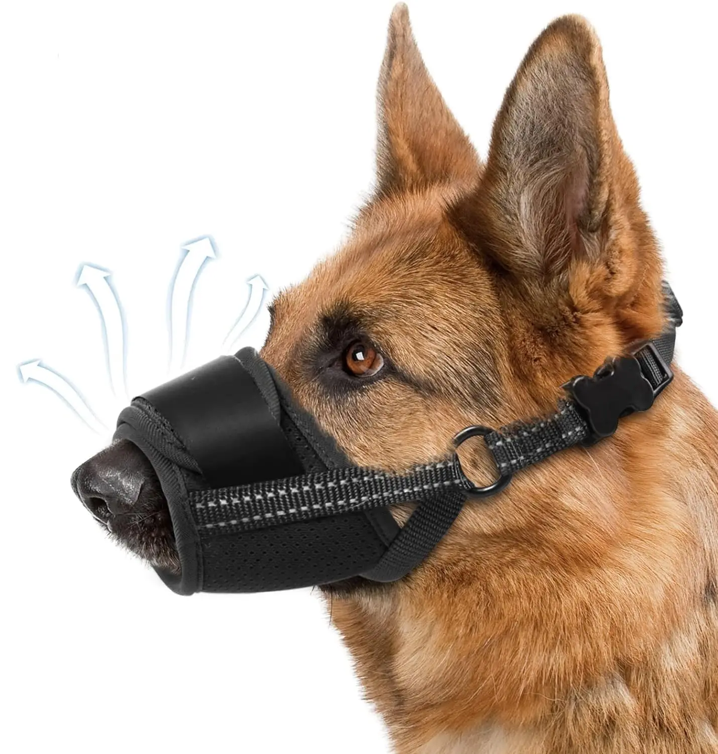 Dog Muzzle with Reflective for Medium Large Sized Dogs, Durable Dog Mouth Guard Anti Biting Barking Chewing Safety Adjustable