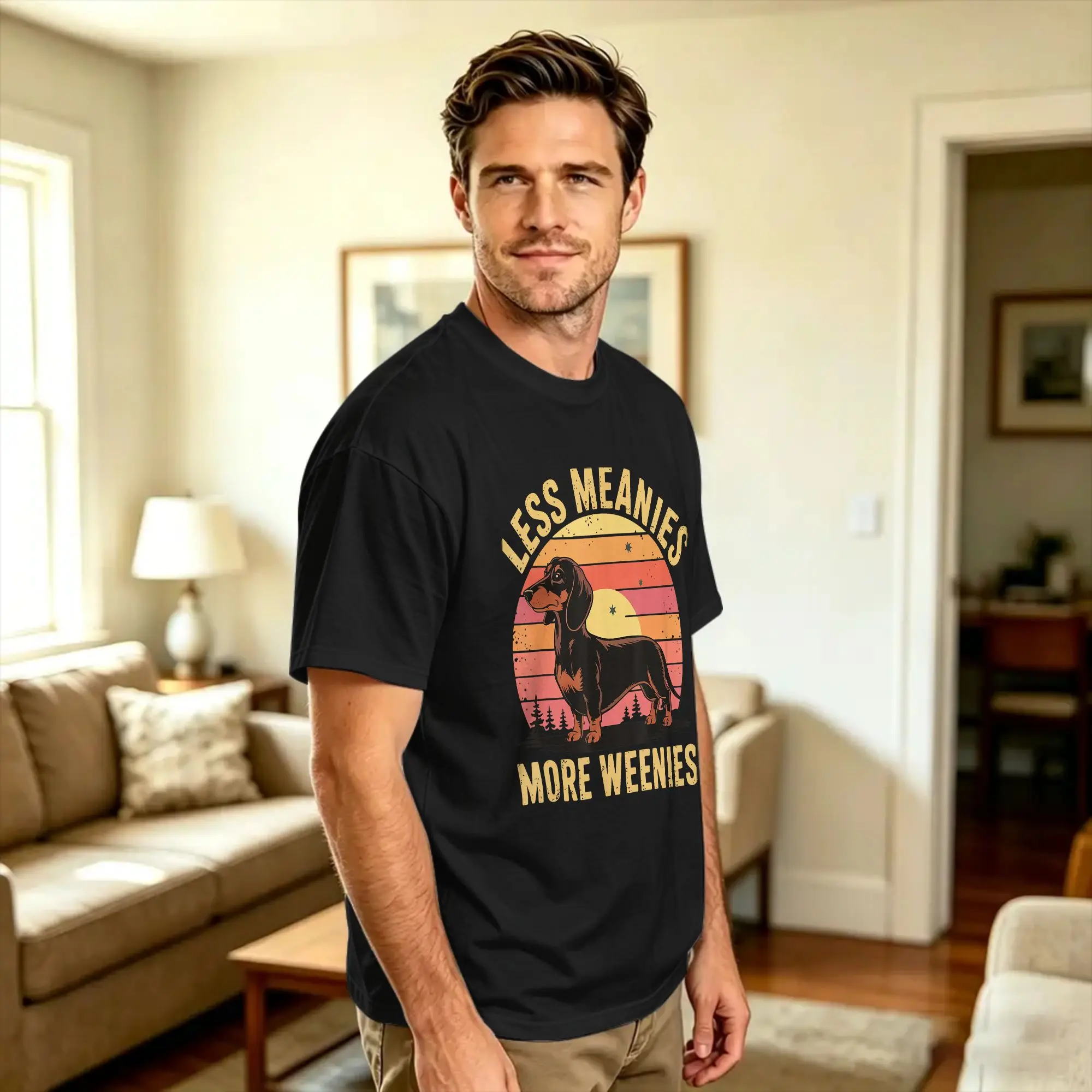 Less Meanies More Weenies Cotton T Shirt For Men's Summer  Classic T Shirts Popular Tees Oversized Hot Sale Tops