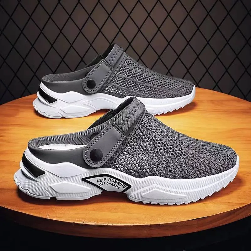 Sandalias de plataforma para hombre, zapatillas de diseñador de malla, transpirables, acolchadas, ligeras, 2024