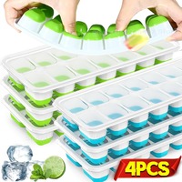 Silicone Square 14 Cube Easy Release Ice Cube Molds Ice Cube Tray Mold with Lid Summer Kitchen Bar DIY Iced Cocktail Freeze Tool