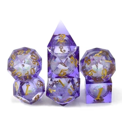 7PCS/Set Purple Liquid Flow Core Dice Eyeball Sharp Edge D+D Dices for Role Playing Table Games Dungeon and Dragon Pathfinder