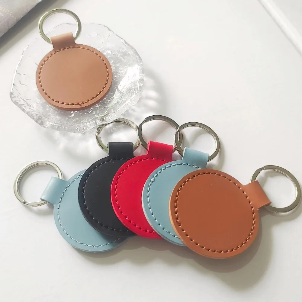 Round Pu Leather Ke… - image