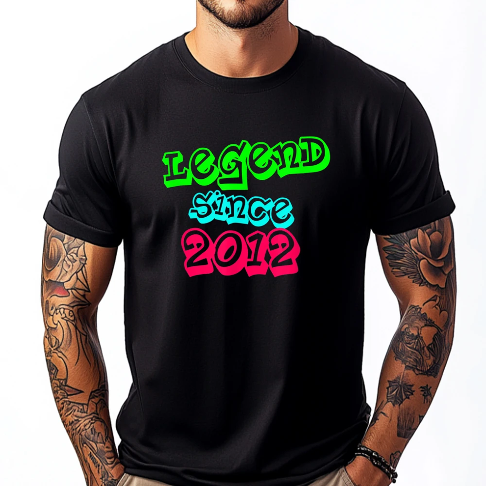 

Легенда с 2012 года, рожденная в 2012, легенда, зеленая и белая футболка с рисунком, мужская классическая футболка с коротким рукавом