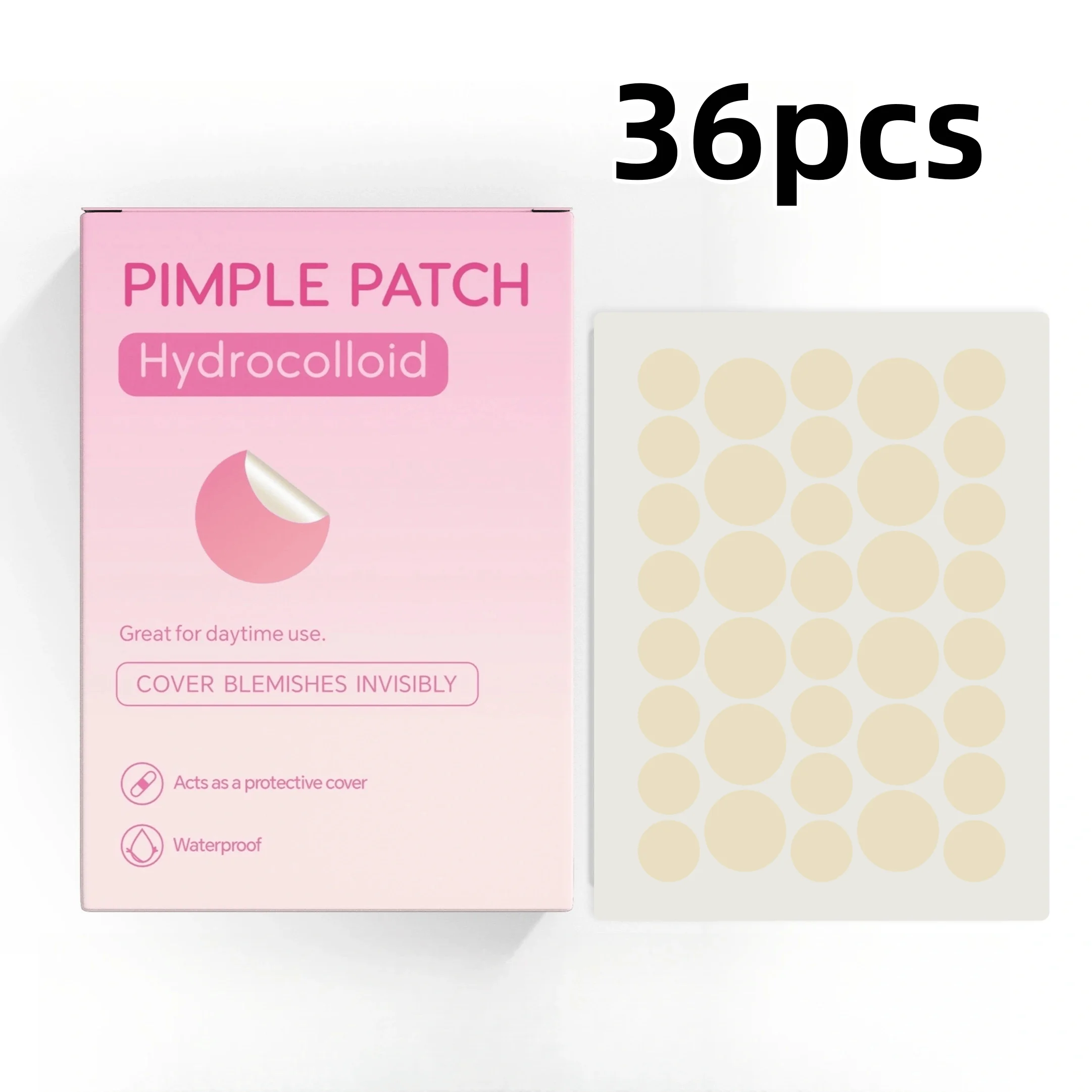 36pcs Skin-Calming Acne Patches - Hydrocolloid Technology Gently Heals Blemishes, invisibleProtection.