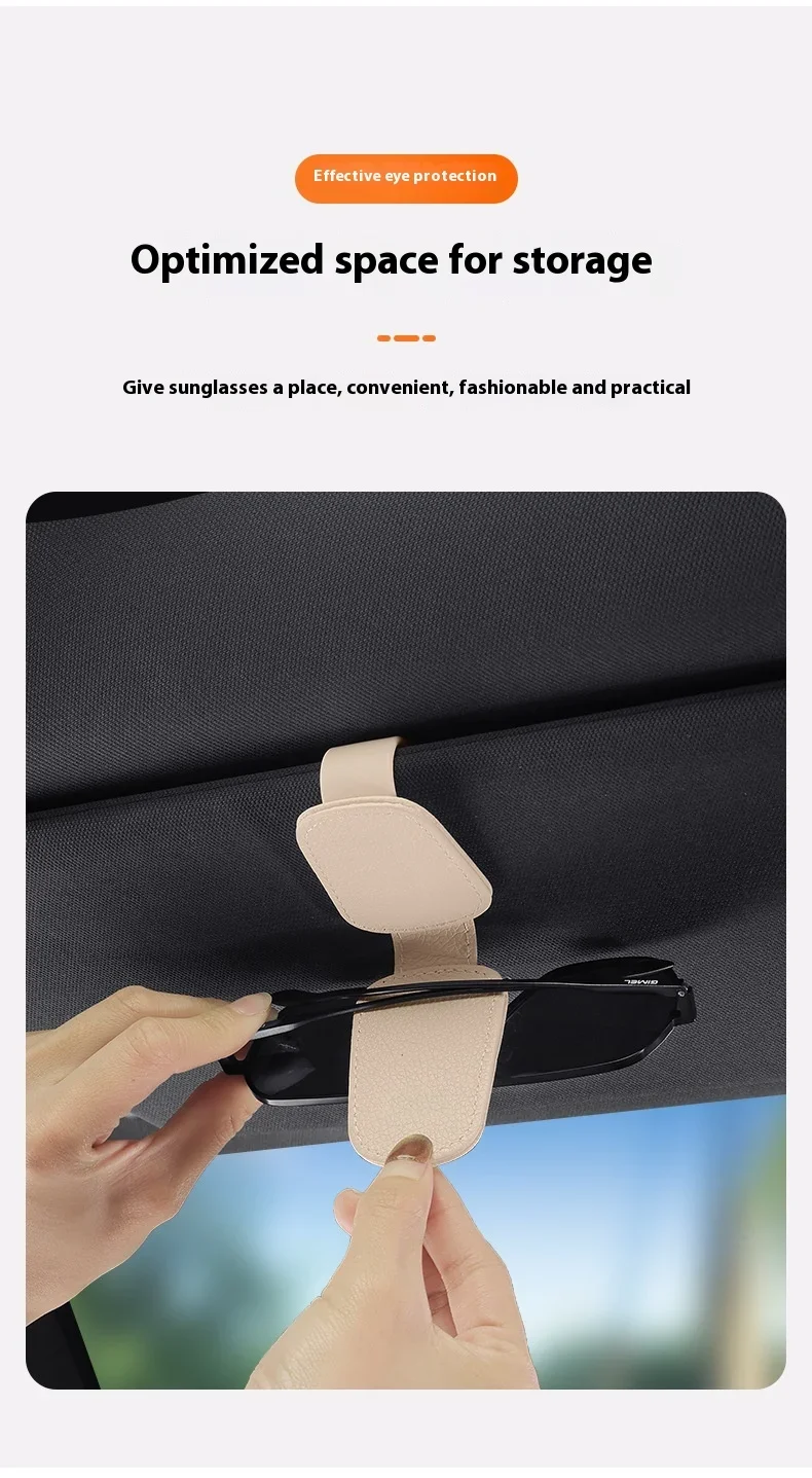 2-teiliger Sonnenbrillenhalter, geeignet für Auto-Sonnenschutz, magnetischer Sonnenbrillenclip aus Leder und Ticketclip, Auto-Sonnenschutz-Zubehör – Detail 13