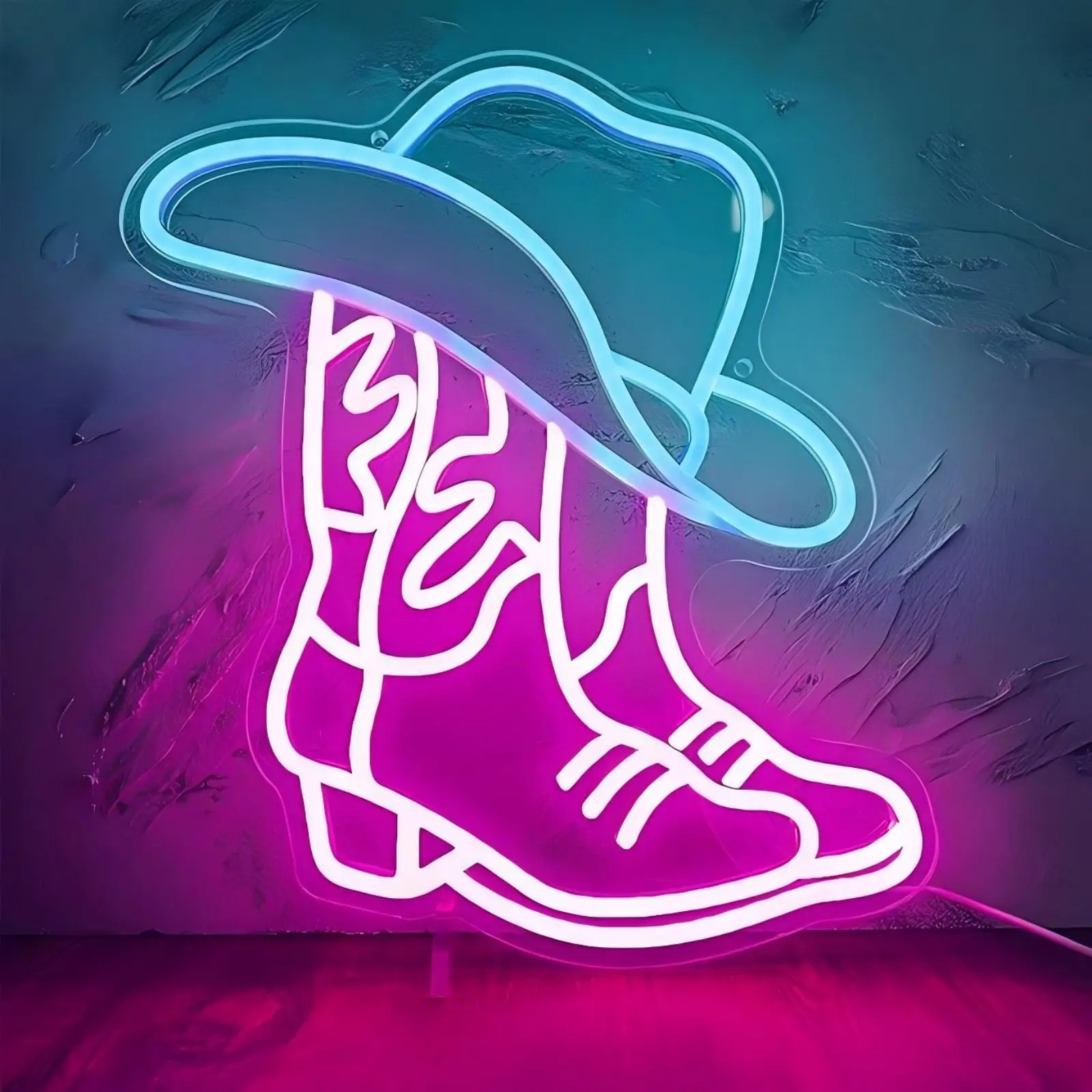 Cowboy Letter Neon Lamp Usb Powered Dimmable Brightness Control Eye Catching Neon Glow Easy