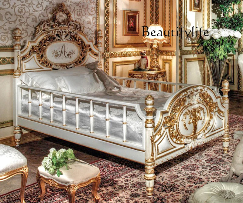 

European-style solid wood carved French bed large villa designer style high-end sense fashion exquisite