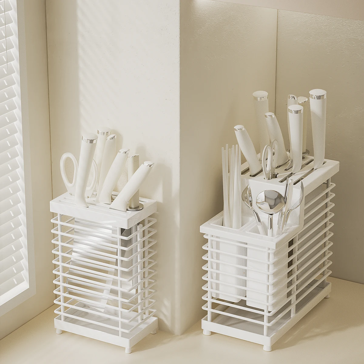 WMMO Multifunctional Combination Knife Holder, Stainless Steel, Rustproof and Moisture-proof, Kitchen Tools Storage Rack