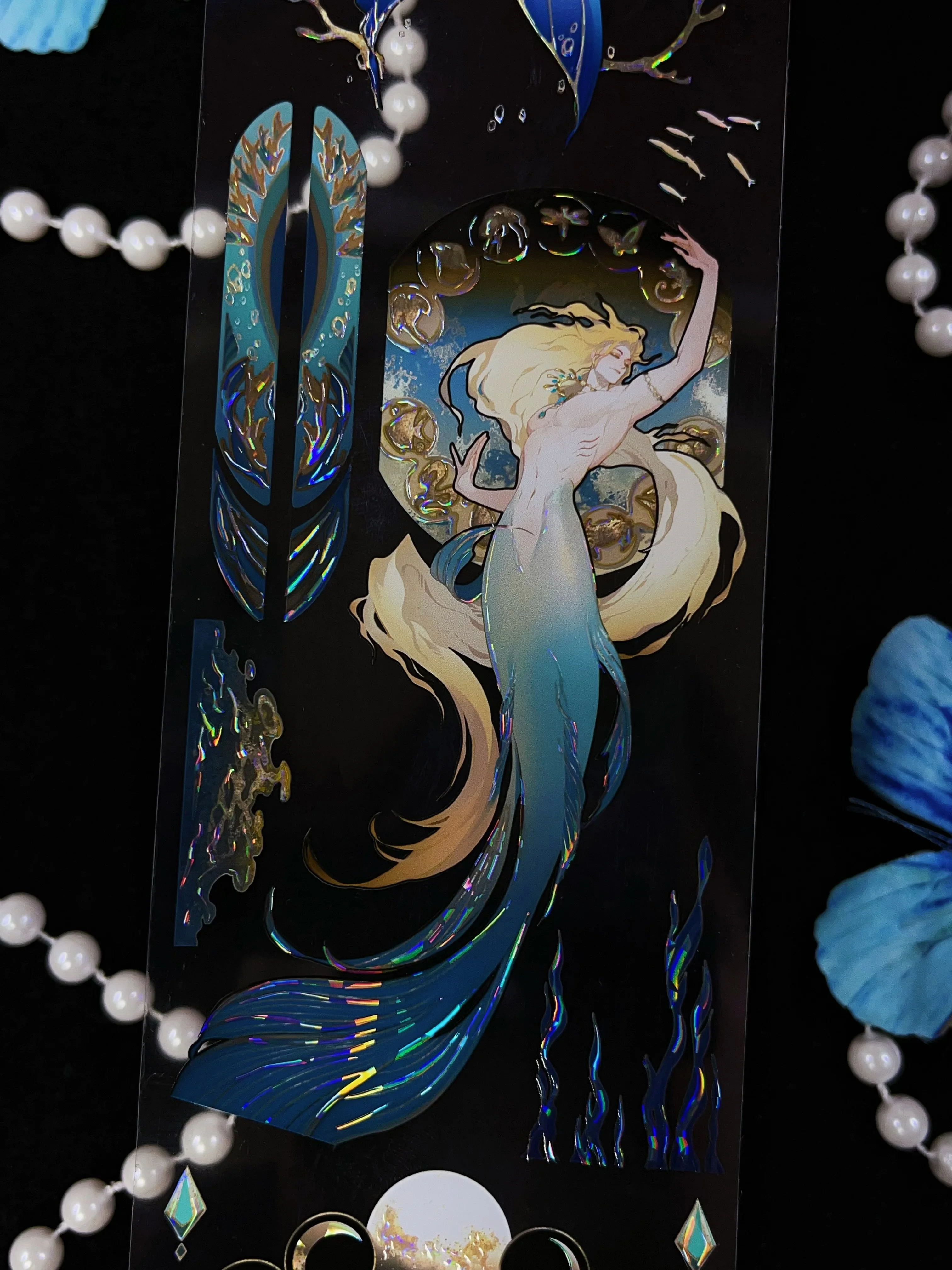 

Handsome Male-merman In The Night Shiny Shell PET Tapes Craft Supplies DIY Scrapbooking Card Making Decor Plan Sticker