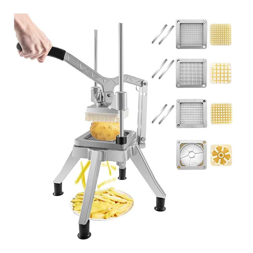 

HH-MX-109 Commercial Chopper W/ 4 Replacement Blades Commercial Vegetable Chopper French Fry Cutter Potato Dicer & Slicer
