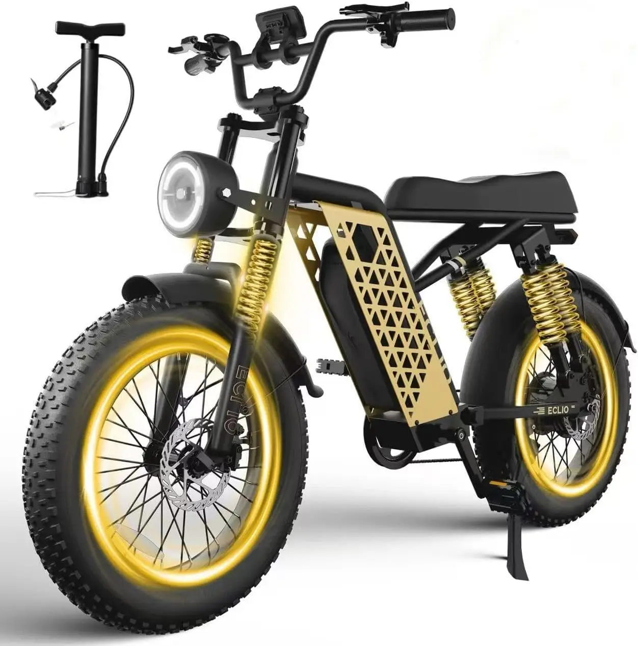 Peak 1200W 20MPH 48V 13Ah 85Miles Electric Bike, 20'' Fat Tire Full Suspension 7-Speed Off Road All Terrain Moped, Customized