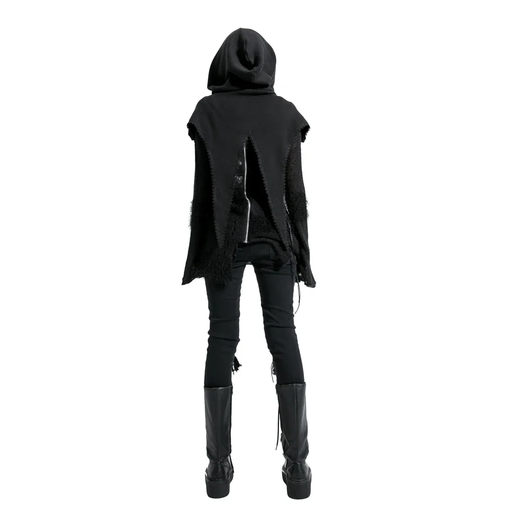PUNK RAVE Gothic Girl Visual Kei Black Ladies Knitted  Wool Ponchos Caps Fashion Scarf Hat Wrap MUFFLE KERA Tops Free Size