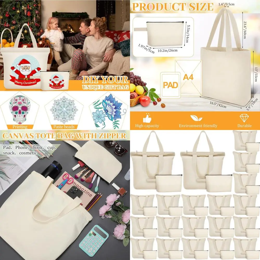 

Zippered Silkfly Tote Bag, Cotton Canvas Makeup Bag, Reusable Grocery Pouch, Blank Canvas Tote with Handles